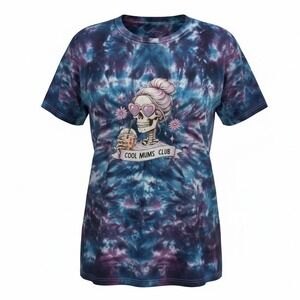 LIQUID BLUE‎ Upcycle Tie Dye Womens Graphic Tee Skull Cool Mom Medium